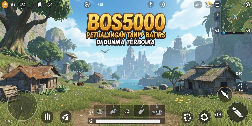Screenshot gameplay menunjukkan eksplorasi dunia terbuka yang luas.