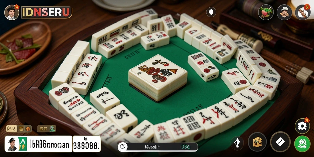 Tampilan gameplay seru dengan ubin Mahjong berwarna-warni.