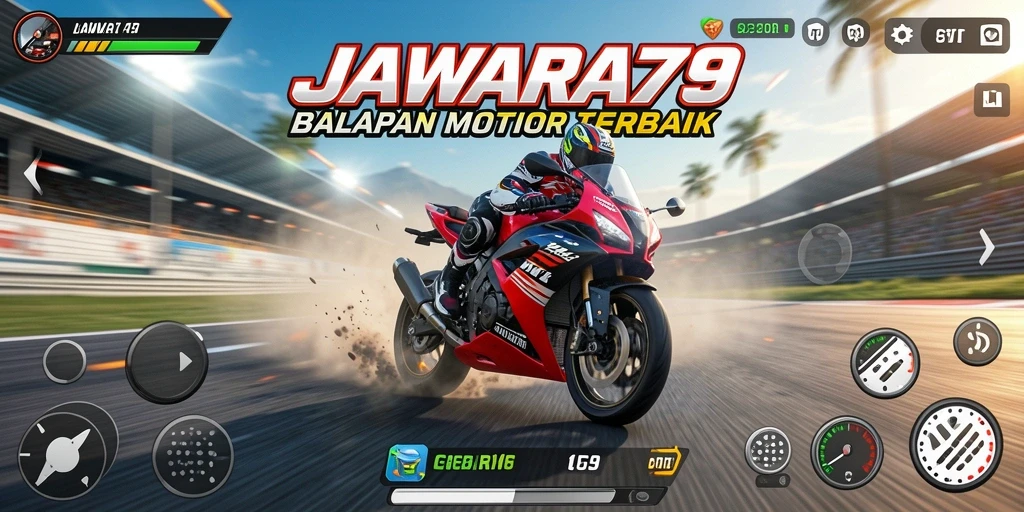 Tampilan seru gameplay balapan motor di JAWARA79.