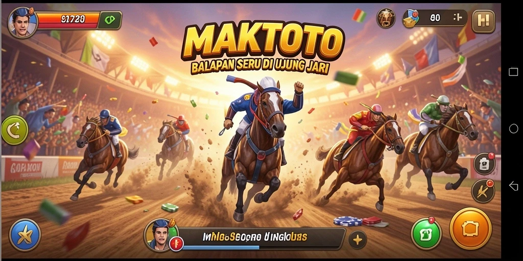 Tangkapan layar gameplay <strong>MAKTOTO</strong> yang mengesankan dengan aksi balapan yang intens.