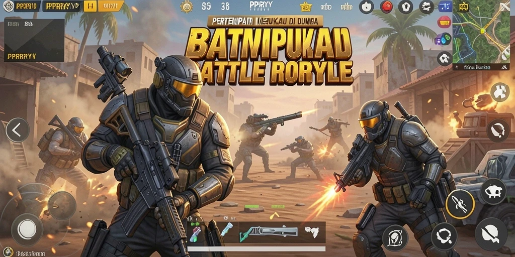 Screenshot aksi intens di dunia PPRRYY Battle Royale.