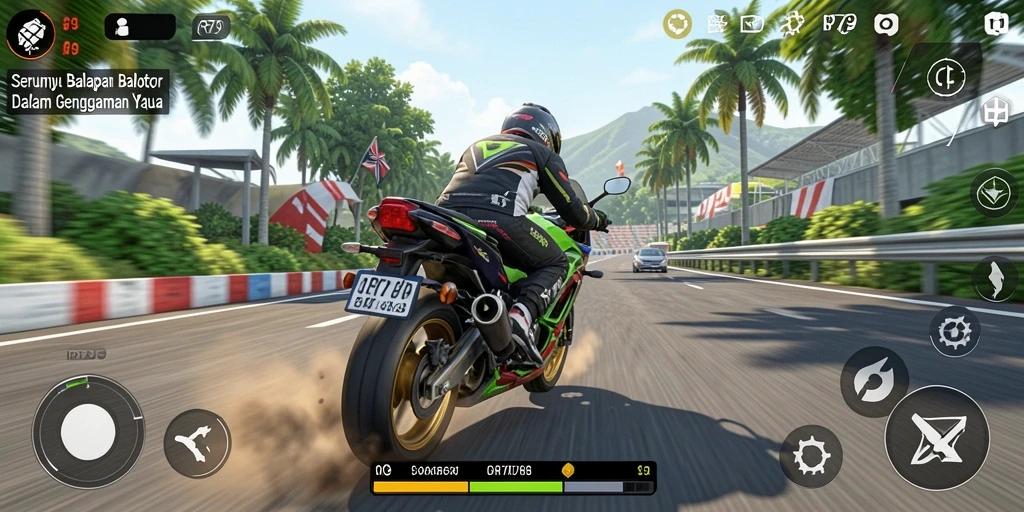 Gameplay mendebarkan dari balapan motor yang menantang.