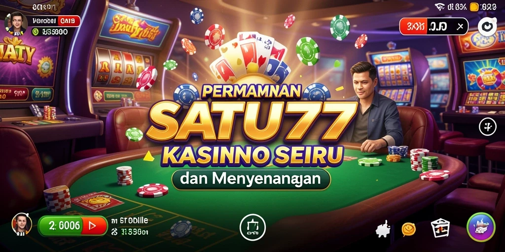 Tampilan utama SATU77 memperlihatkan gameplay Kasino yang menegangkan.