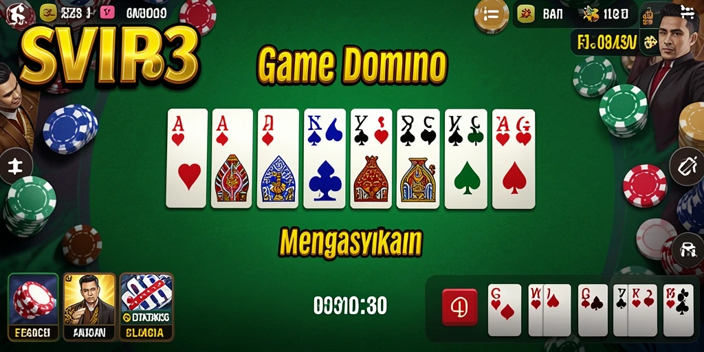 Screenshot gameplay SVIP3 menampilkan aksi seru permainan Domino.