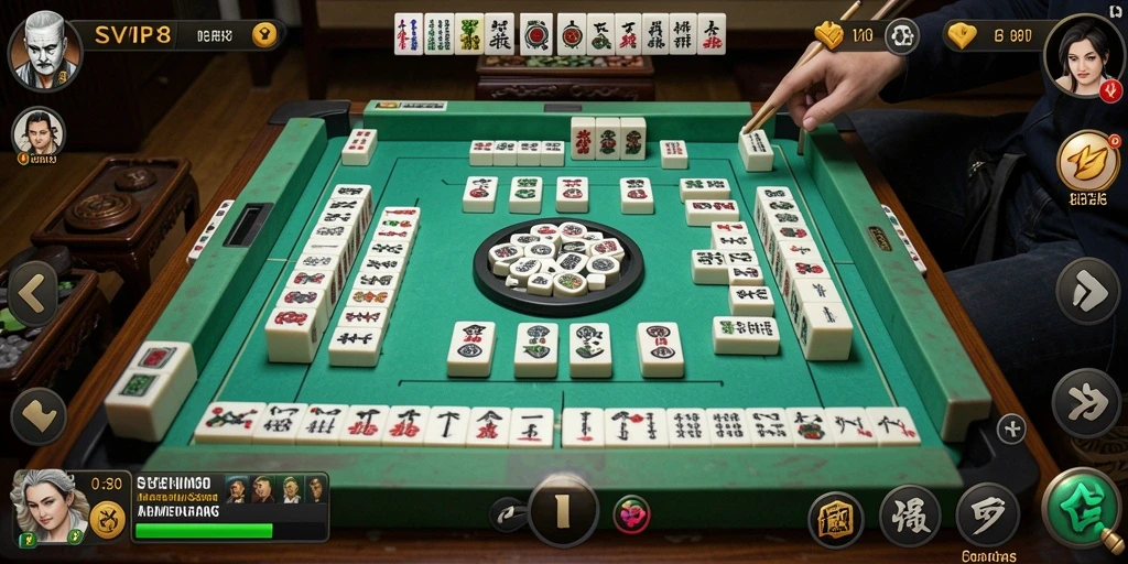 Screenshot gameplay SVIP8 menampilkan keseruan permainan Mahjong.