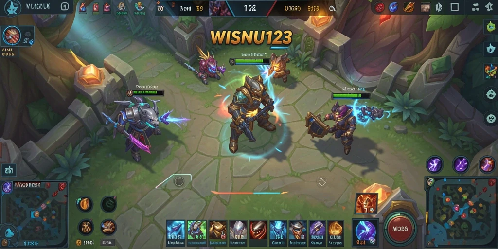 Gameplay seru dan strategis dalam WISNU123 MOBA.