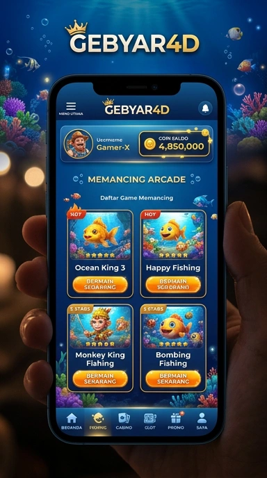 Tampilan antarmuka geser aplikasi gebyar4d yang modern.